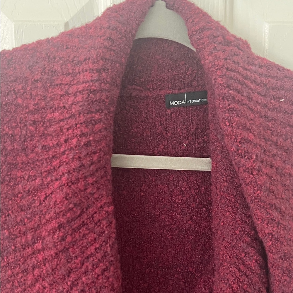 Moda International Deep Red Ruffled Cardigan - Picture 5 of 8